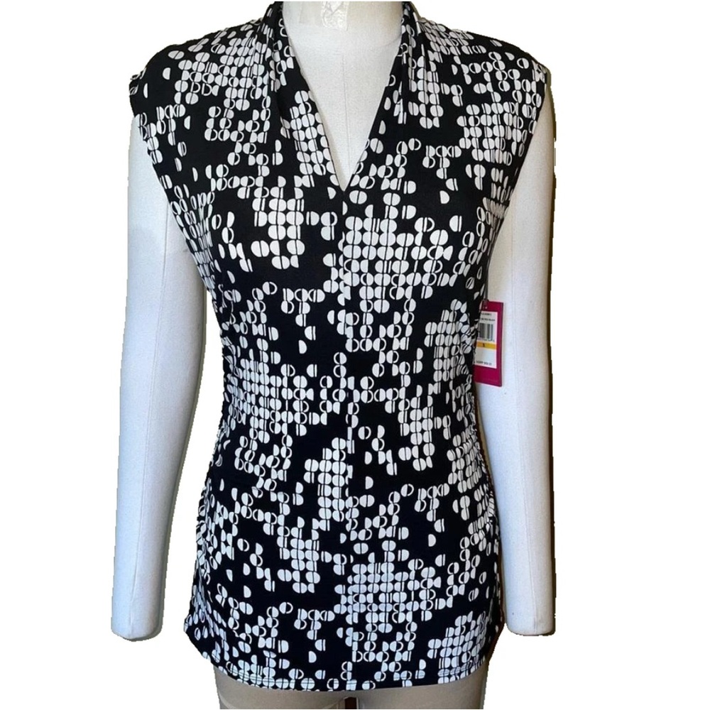 Vince Camuto Black & White Sleeveless Blouse NEW NWT